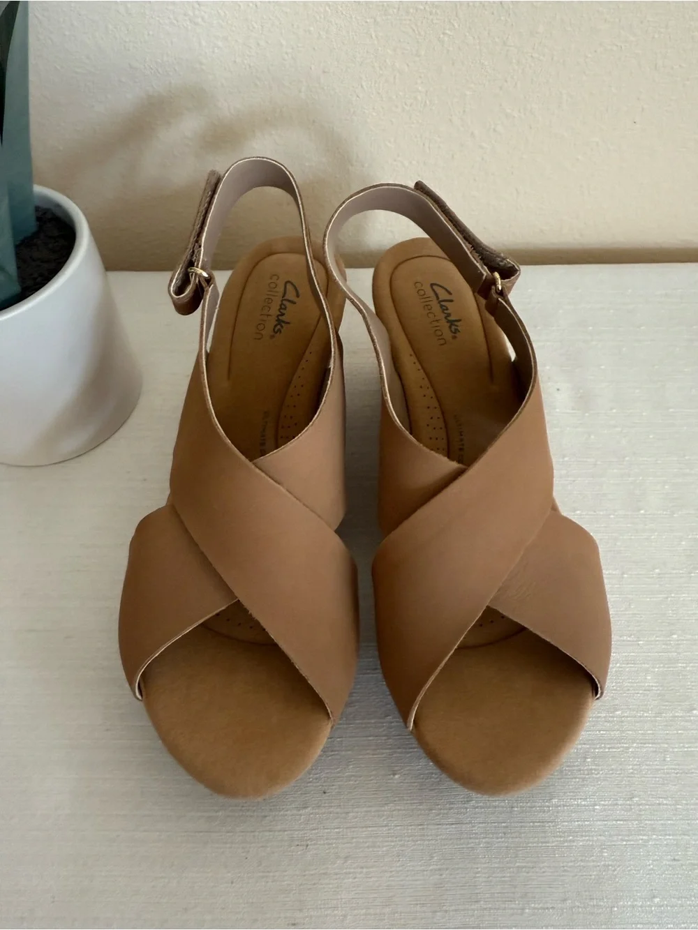 New Clarks Annadel Eirwyn Sand Nubuck Cork Wedge Comfort Sandals
